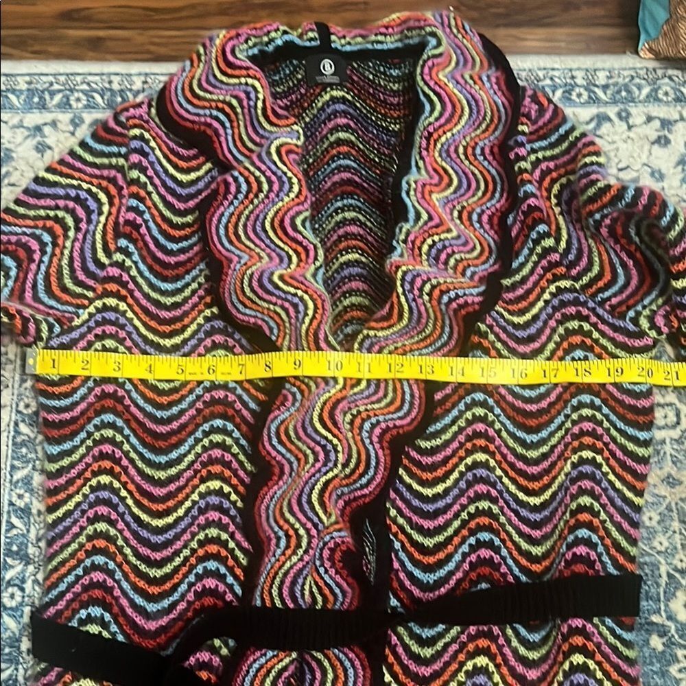 Sonia Bogner Colorful Boho Belt Tie Sweater Cardigan Vibrant Festival Feminine - Picture 9 of 10